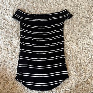 Off shoulder, black with white stripes free people shirt
